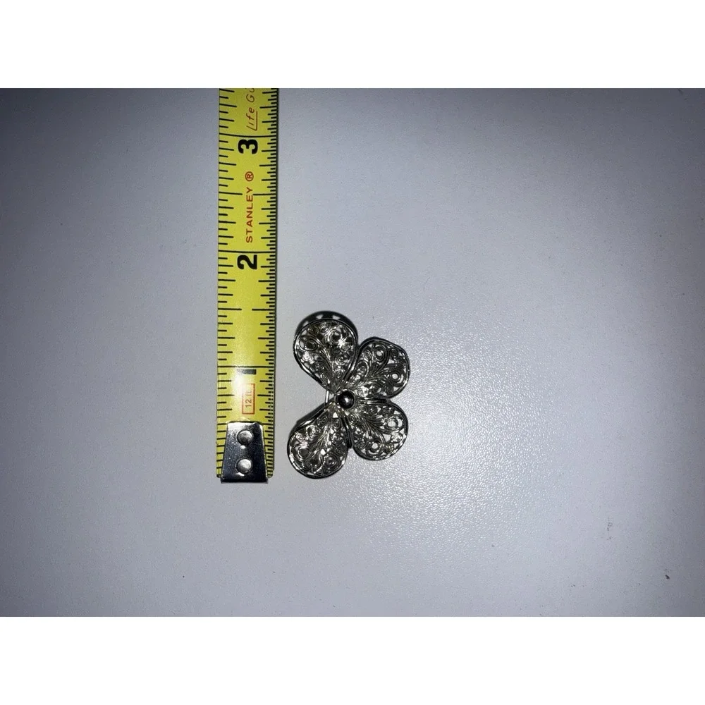 Vintage Emmons Silver Tone Open Scroll Filigree Butterfly Pin Brooch‎